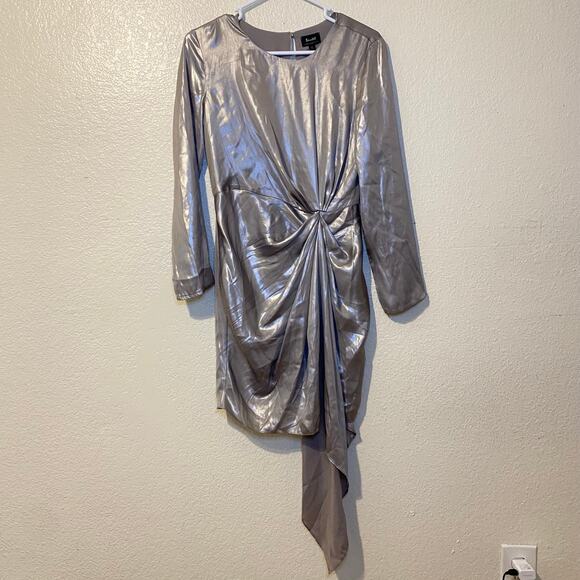 Bardot Shimmer Dress Metallic Long Sleeved Sparkly Mini Party Dress Size 4 NWT - Picture 2 of 9